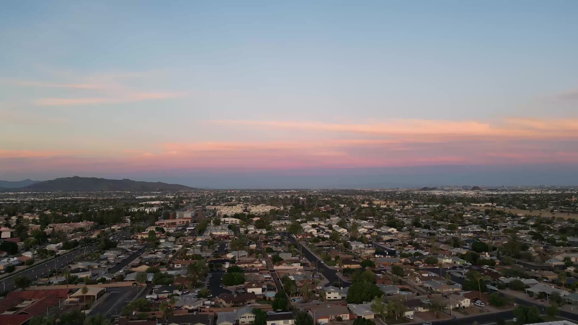 The Phoenix valley at dusk, seen from above Scottsdale